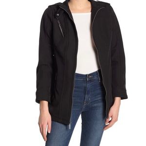 Michael Kors Faux Leather Trim Belted Jacket